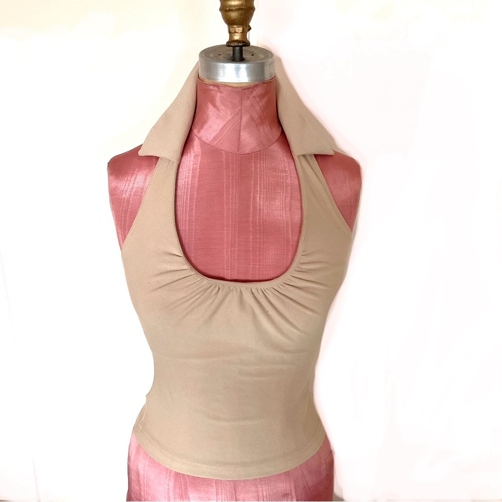 Halter Top XOXO with collar in Sand Dune SZ S - Picture 2 of 5